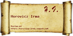 Horovicz Irma névjegykártya
